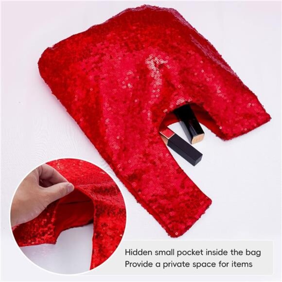 Sequin Evening Wristlet Bag Glitter Clutch Purse  Sparkly Party Pouch for Women - Picture 5 of 8